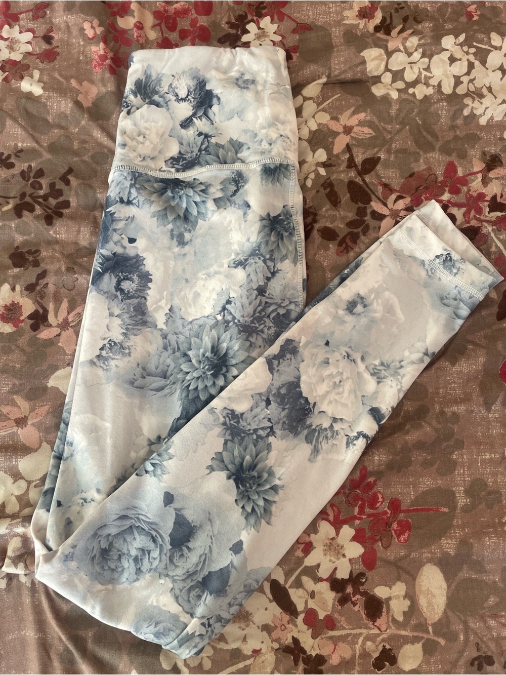 Danskin White and Blue Floral High-Rise Jeggings